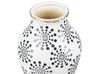 Stoneware Flower Vase 25 cm White with Navy Blue NEMEA_810773