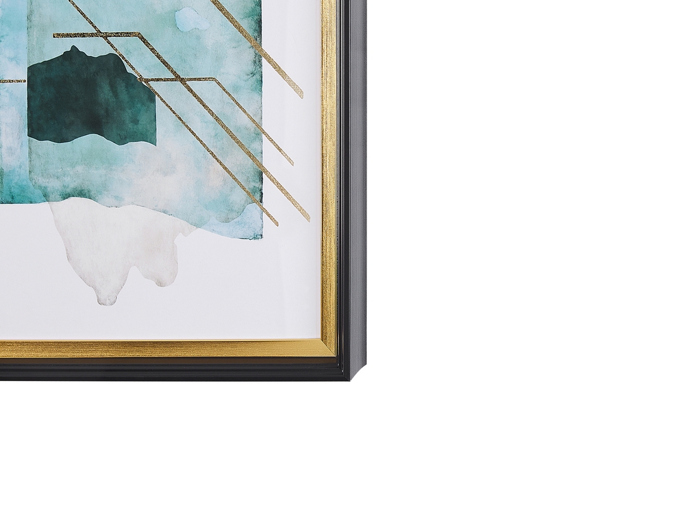 Tableau Affiche Déco Grise et Doré Art Abstrait à Effet Aquarelle avec Cadre  couleur Laiton 60
