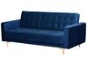 3 Seater Velvet Sofa Bed Navy Blue ABERDEEN_737739