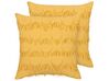 2 poduszki dekoracyjne z frędzlami 45 x 45 cm żółte AGASTACHE _837988