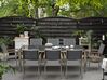 Conjunto de jardín mesa con tablero de piedra natural gris pulido 220 cm, 8 sillas grises GROSSETO _378069