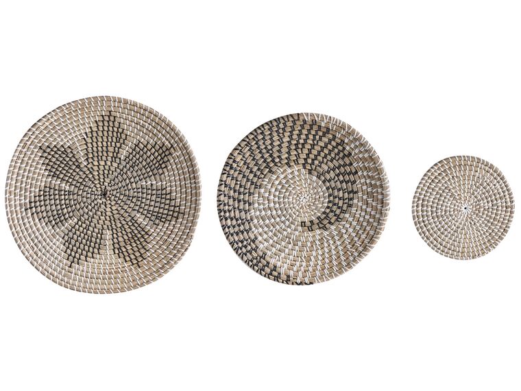 Set of 3 Seagrass Wall Decor Light CANTHO_885618