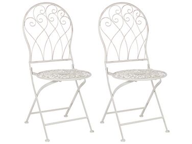 Set of 2 Metal Garden Chairs Off-White STIFFE 