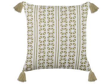 Cotton Cushion Geometric Pattern 45x45 cm Green and White SYRINGA