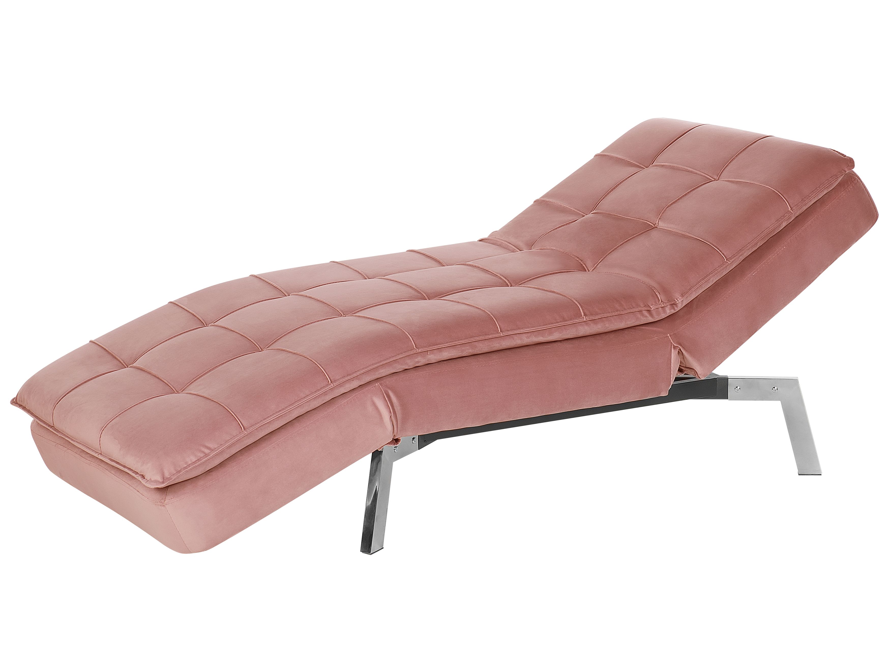 Velvet Chaise Lounge Pink LOIRET Beliani.co.uk