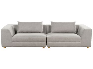 3-Sitzer Sofa hellgrau mit Kissen LERMON
