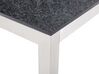 Conjunto de jardín mesa con tablero de piedra natural pulida negra 180 cm, 6 sillas de tela blanca GROSSETO_433162