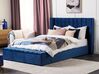 Łóżko wodne welurowe z ławką 180 x 200 cm niebieskie NOYERS_914999