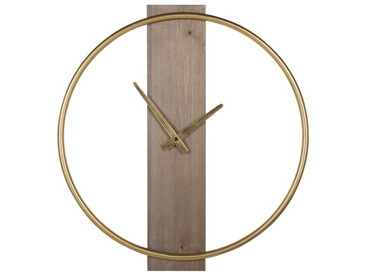 Zegar ścienny ø 47 cm jasne drewno ze złotym CASITAS_796960