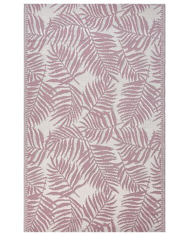 Tapete de exterior padrão folhas de palmeira rosa 120 x 180 cm KOTA