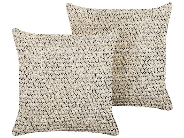 Set of 2 Cotton Cushions 45 x 45 cm Beige HOWEA_840065