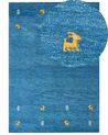Gabbeh Teppich Wolle blau 160 x 230 cm Kurzflor CALTI _855858