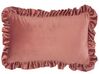 Set of 2 Velvet Cushions with Ruffles 30 x 50 cm Pink KALANCHOE_815323
