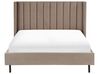 Zamatová posteľ 140 x 200 cm sivobéžová VILLETTE_832636