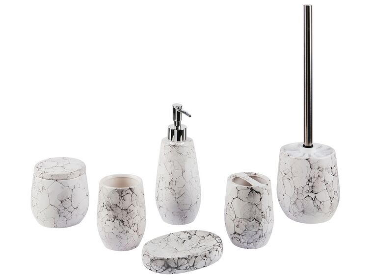 Ceramic 6-Piece Bathroom Accessories Set White CALLELA _823341