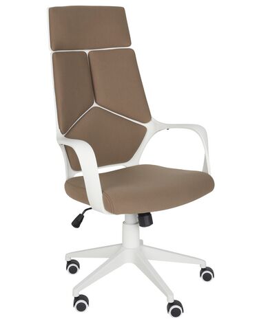 Cadeira de escritório em tecido castanho e branco DELIGHT