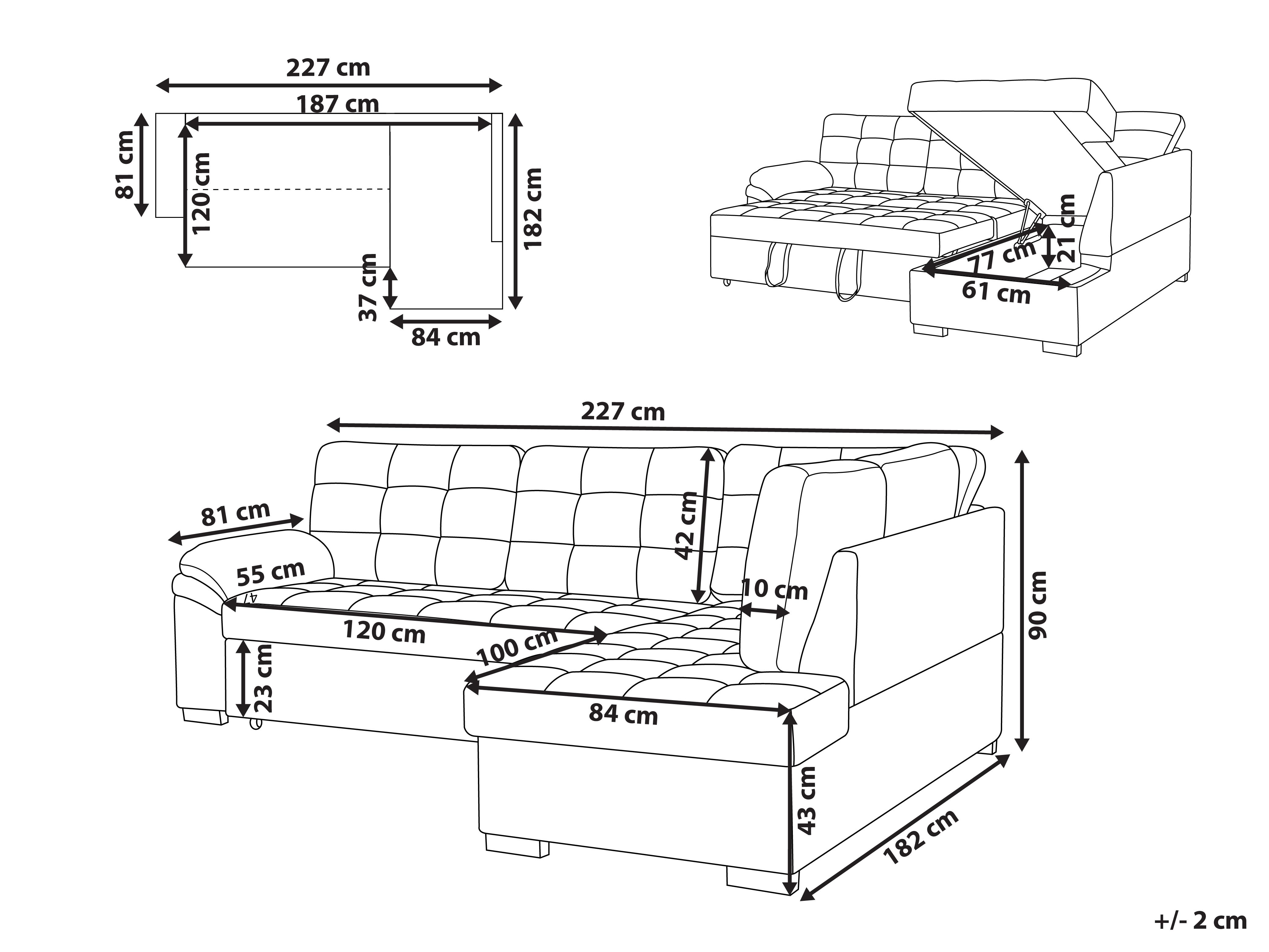 Left Hand Velvet Corner Sofa Bed Grey VARNAMO Beliani.co.uk