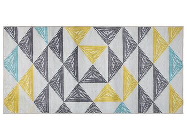 Vloerkleed polyester geel/grijs 80 x 150 cm KALEN