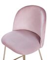 Conjunto de 2 cadeiras de bar em veludo rosa ARCOLA_780946