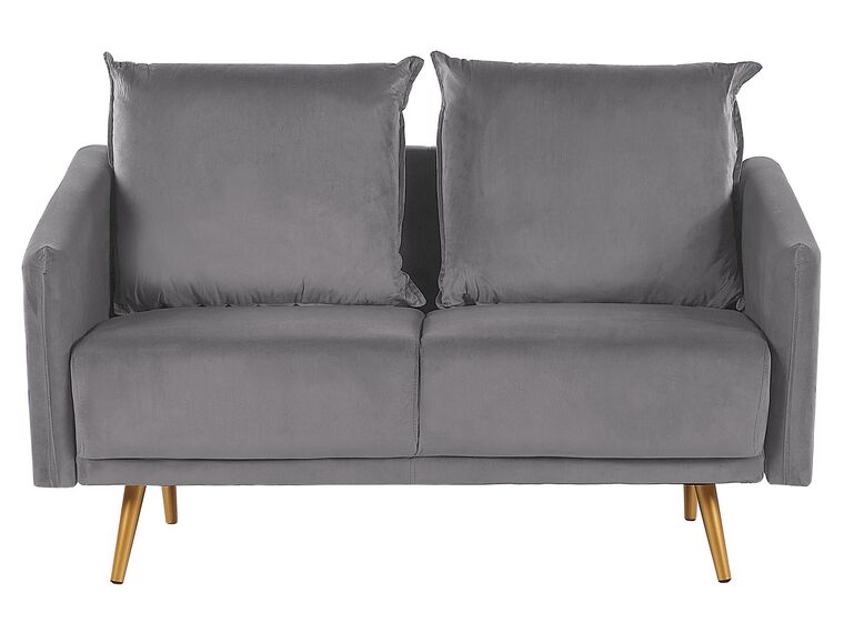 2-Sitzer Sofa Samtstoff grau mit goldenen Beinen MAURA_789154