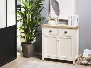 2 Drawer Sideboard Cream with Light Wood CLIO
