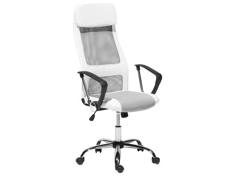 Faux Leather Office Chair White With, White Faux Leather Desk Chair