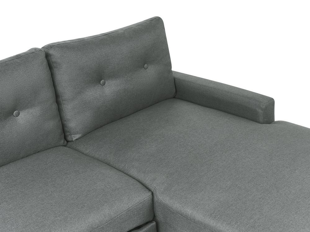 Left Hand Corner Sofa Bed with Storage Dark Grey FLAKK Beliani.co.uk