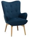 Sessel Samtstoff blau mit Hocker VEJLE_712876
