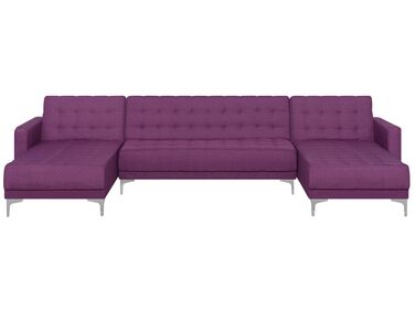Canapé panoramique convertible en tissu violet 5 places ABERDEEN
