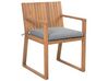 Zestaw 8 krzeseł ogrodowych akacjowy jasne drewno z poduszkami szarymi SASSARI_746000