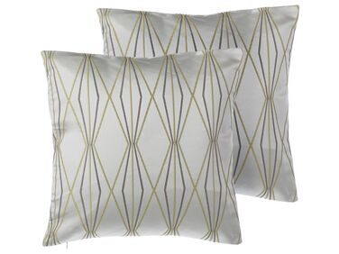 Set of 2 Cushions Diamond Pattern 45 x 45 cm Grey FENNEL