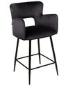 Zestaw 2 krzeseł barowych welurowy czarny SANILAC_912712