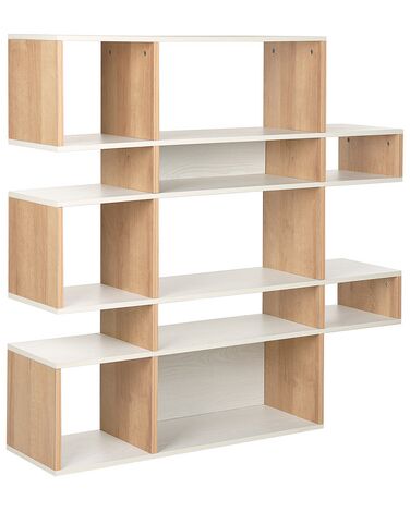Bücherregal heller Holzfarbton / weiß 10 Fächer AMARILO