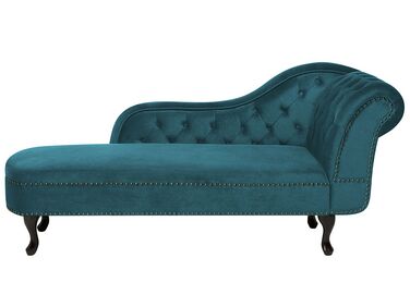 Chaise longue de terciopelo verde azulado derecho NIMES
