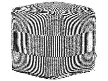 Pouf Baumwolle schwarz / weiß 40 x 40 cm PANDRAN