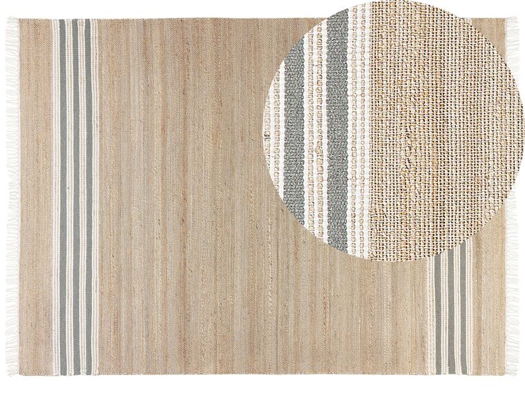 Teppich Jute beige / grau 160 x 230 cm Streifenmuster Kurzflor zweiseitig MIRZA_847307