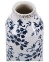 Stoneware Flower Vase 30 cm White with Navy Blue MULAI_810757