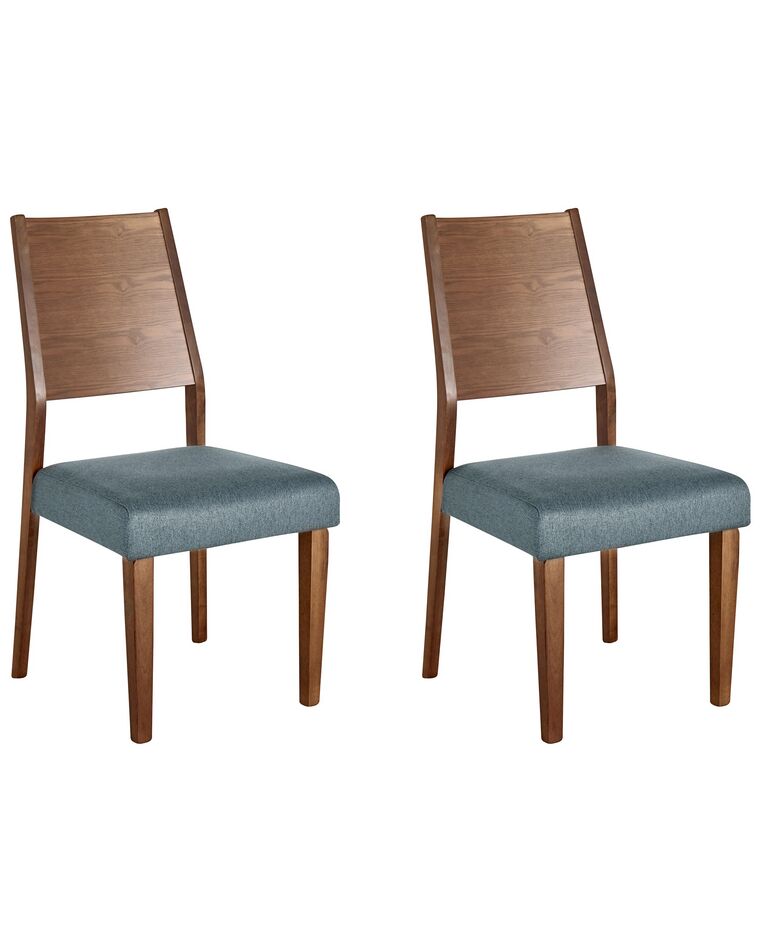 Sada 2 drevených jedálenských stoličiek tmavé drevo/sivá ELMIRA_832008