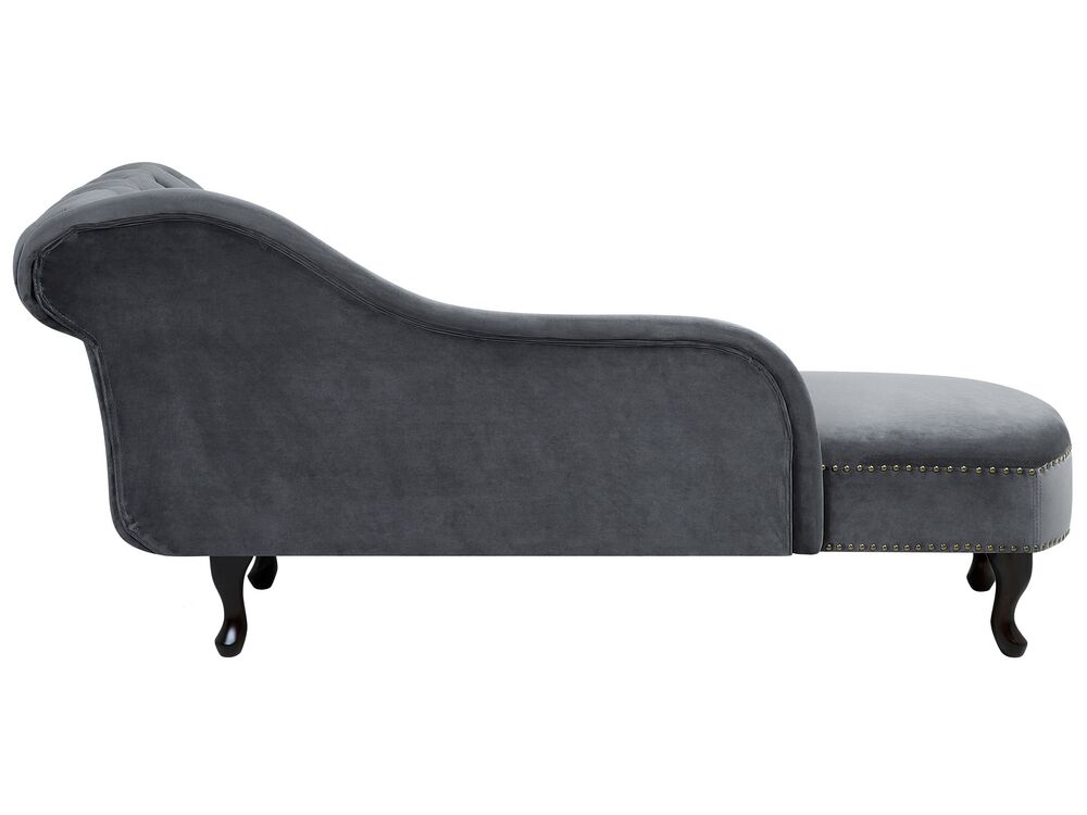 Right Hand Chaise Lounge Velvet Grey NIMES Beliani.co.uk