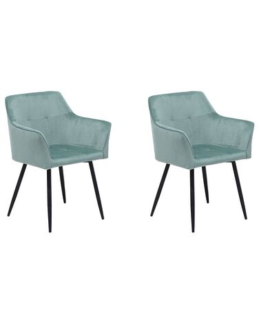 Set of 2 Velvet Dining Chairs Mint Green JASMIN