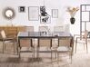 Conjunto de mesa com tampo triplo granito polido cinzento 220 x 100 cm e 8 cadeiras creme GROSSETO_766706