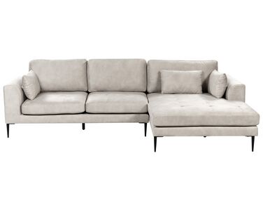 Canapé d'angle côté gauche en velours gris clair FLAM