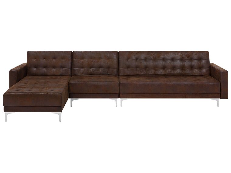 Right Hand Modular Faux Leather Sofa Brown ABERDEEN_717133