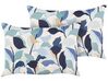 Set of 2 Outdoor Cushions Leaf Pattern 40 x 60 cm Blue VEGLINO_882883