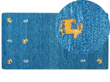 Gabbeh gulvtæppe blå uld 80 x 150 cm CALTI
