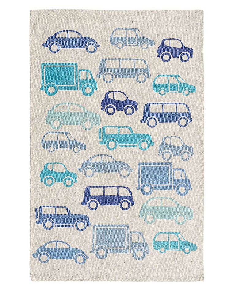 Cotton Kids Rug Car Print 60 x 90 cm Blue MADURAJ_790859