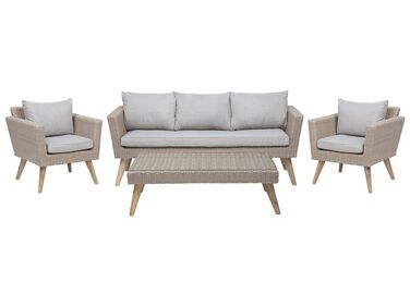 5 Seater PE Rattan Garden Sofa Set Grey VITTORIA XL