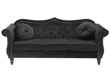 3 Seater Velvet Sofa Black SKIEN 
