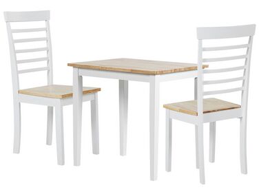 Matgrupp av bord och 2 stolar vitt/ljust trä BATTERSBY 