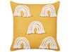 Set of 2 Cotton Cushions Embroidered Rainbows 45 x 45 cm Yellow LEEA_893319